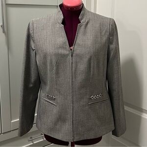 Vintage VANITY FAIR Light Gray Zippered Front Women's Blazer Size 10